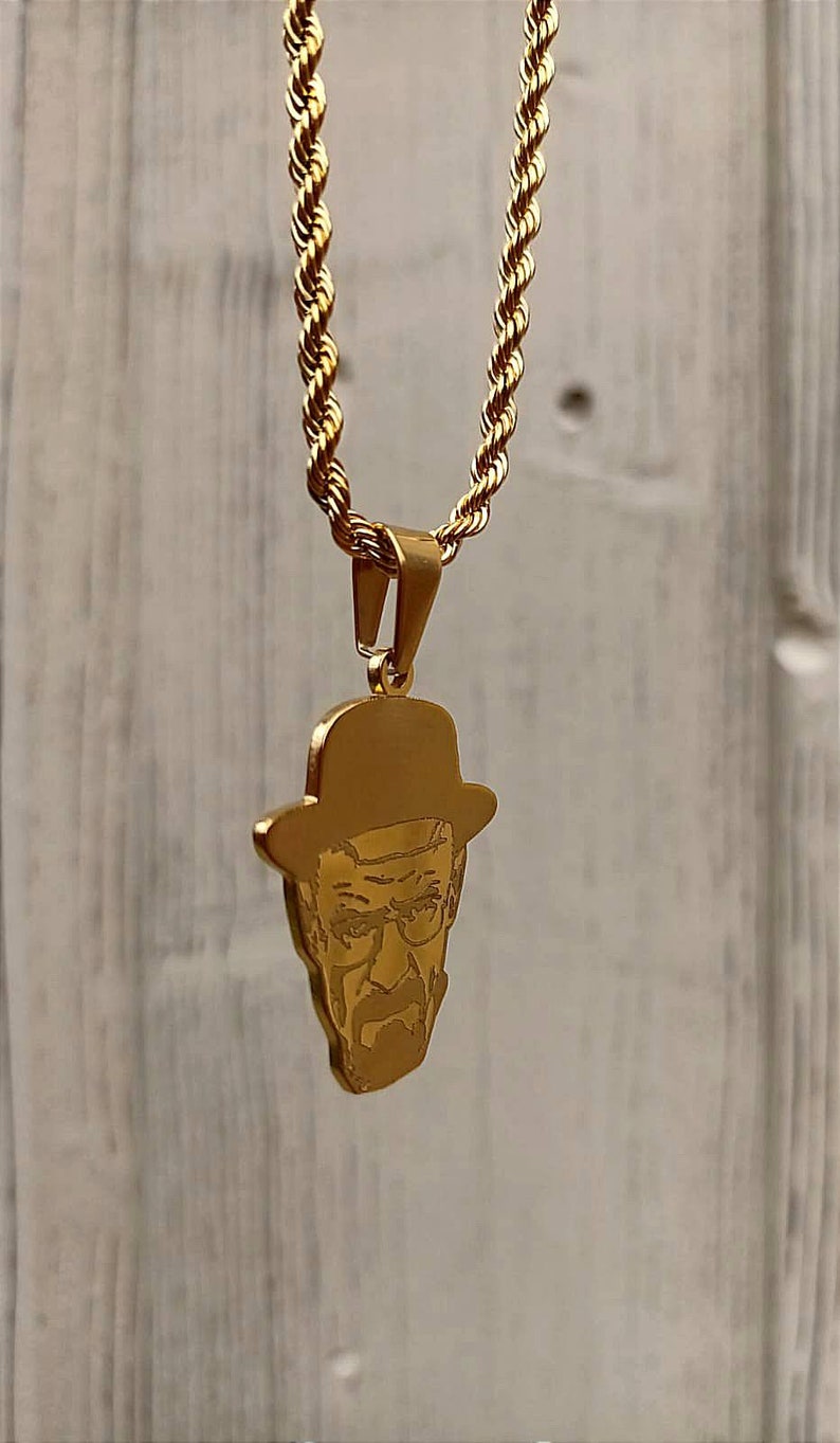 Breaking Bad Heisenberg Pendant | 18k Gold & Silver-Plated | "I Am The Danger" Engraved Gift - Image 4