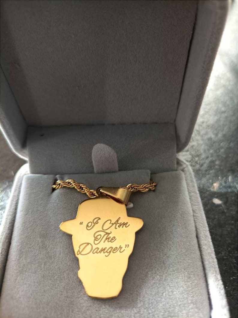 Breaking Bad Heisenberg Pendant | 18k Gold & Silver-Plated | "I Am The Danger" Engraved Gift - Image 5