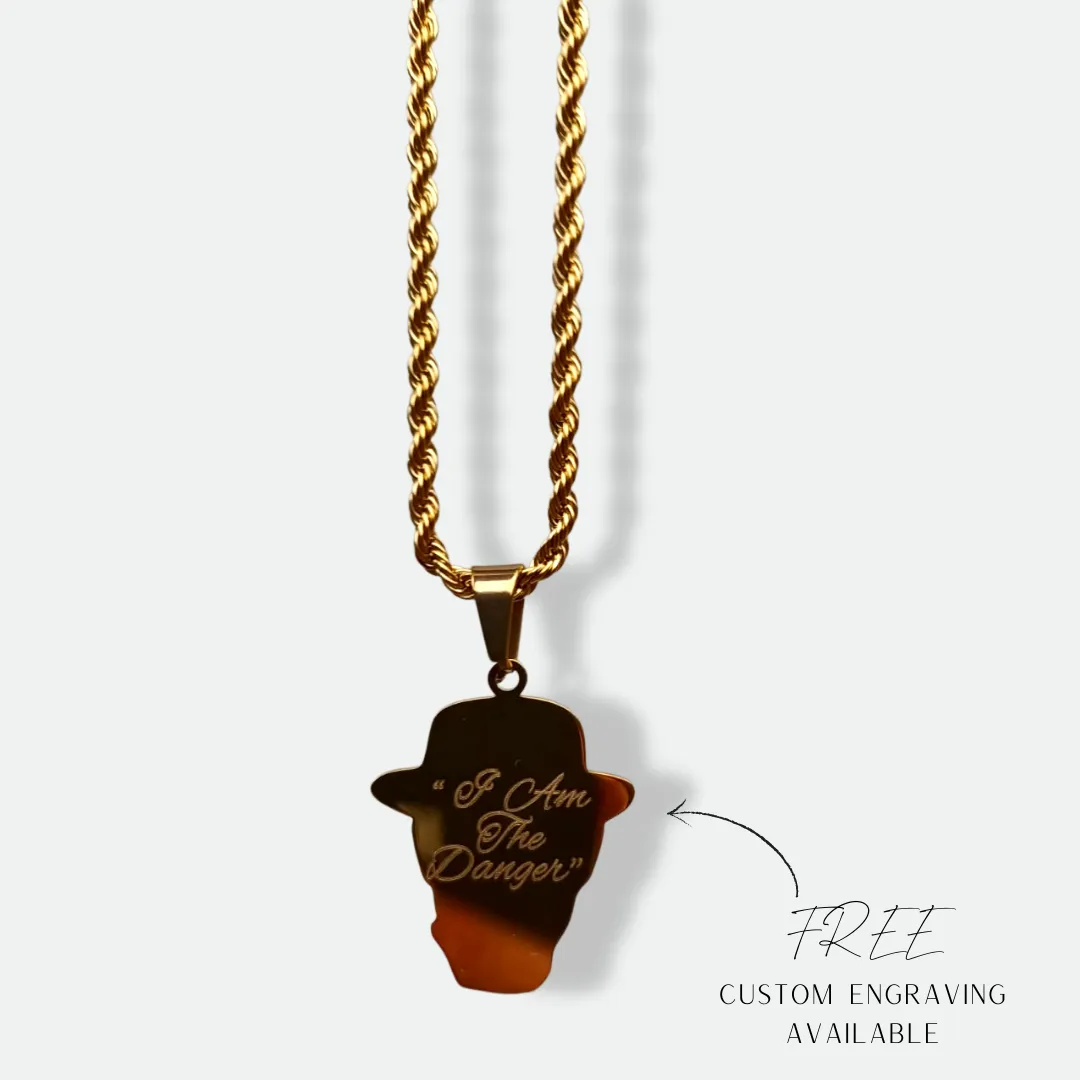 Breaking Bad Heisenberg Pendant | 18k Gold & Silver-Plated | "I Am The Danger" Engraved Gift - Image 2