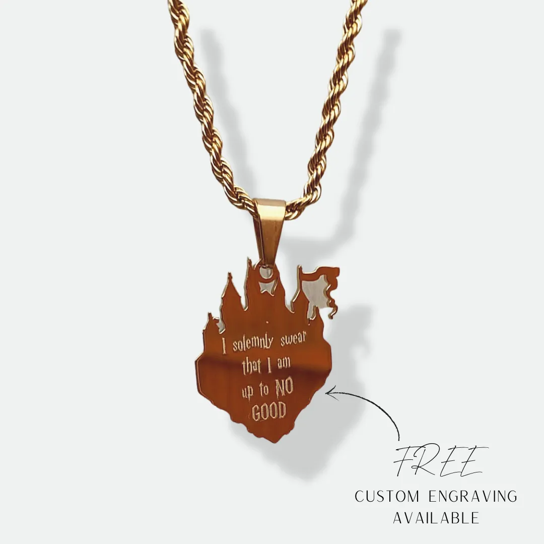 Harry Potter Marauders Map | 'I solemnly swear that I am up to no good' | 18k Gold & Silver-Plated | Custom Engraved Wizarding World Jewelry - Image 2