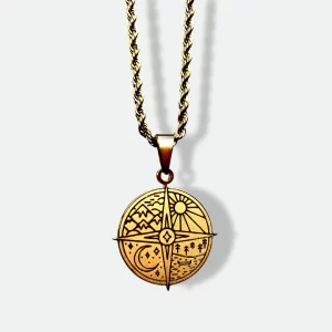 Compass Art Design Pendant | 18k Gold & Silver-Plated | "Live Life by a Compass, Not a Clock"