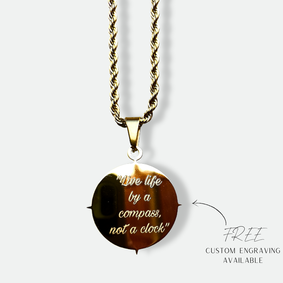 Compass Art Design Pendant | 18k Gold & Silver-Plated | "Live Life by a Compass, Not a Clock" - Image 2