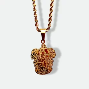 Gryffindor Pendant Necklace | Harry Potter | Engraved Motto | 18k Gold & Silver-Plated