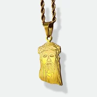 Jesus Piece | Christ Face Pendant | Gold & Silver Plated | 2-Sided Engraved | Customizable Religious Gift | Christian Birthday & John 3:16 Tribute