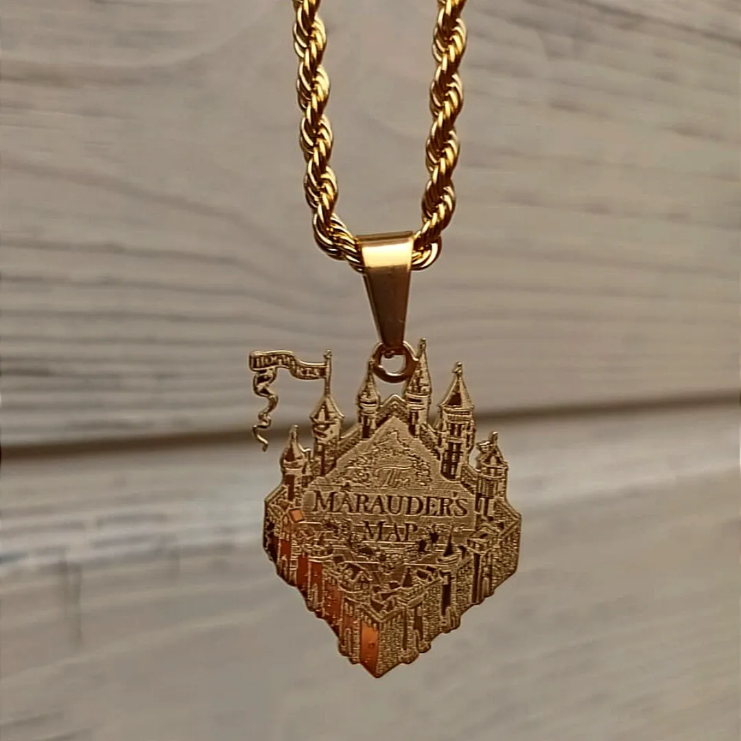 Harry Potter Marauders Map | 'I solemnly swear that I am up to no good' | 18k Gold & Silver-Plated | Custom Engraved Wizarding World Jewelry - Image 5