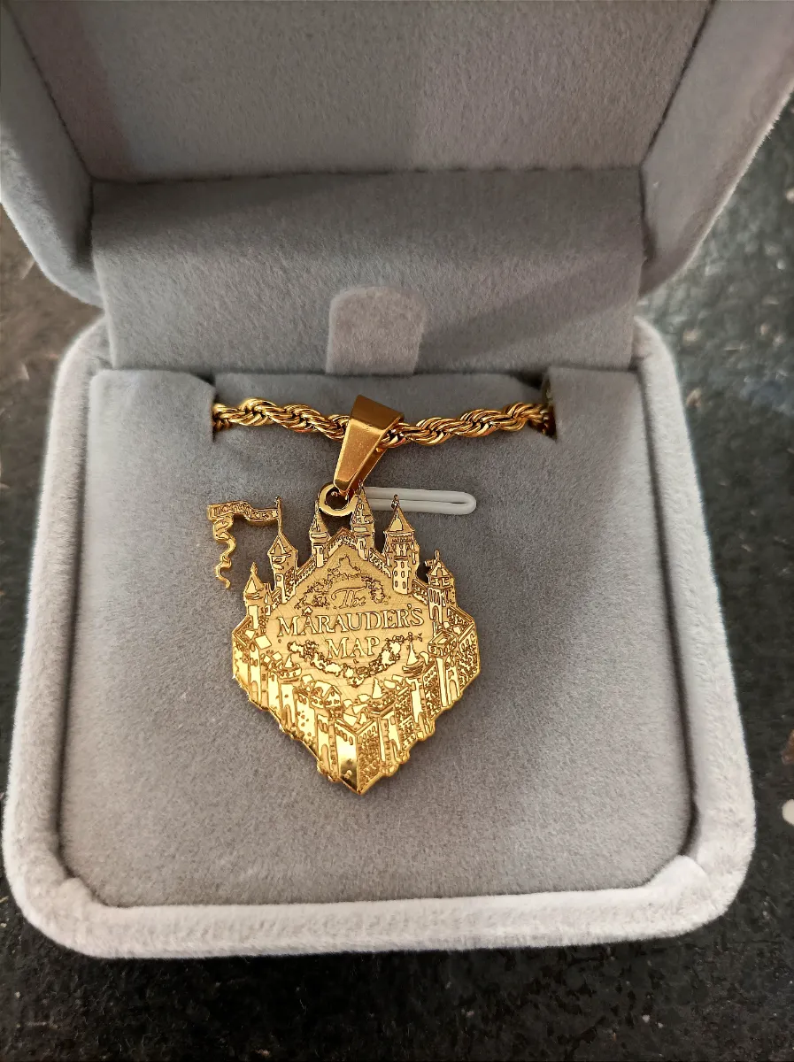Harry Potter Marauders Map | 'I solemnly swear that I am up to no good' | 18k Gold & Silver-Plated | Custom Engraved Wizarding World Jewelry - Image 3