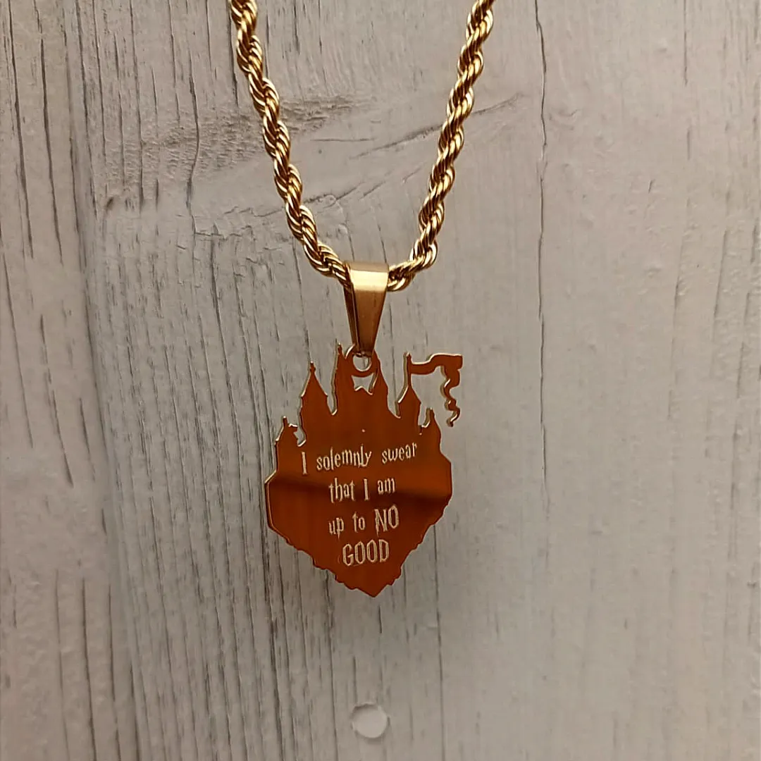 Harry Potter Marauders Map | 'I solemnly swear that I am up to no good' | 18k Gold & Silver-Plated | Custom Engraved Wizarding World Jewelry - Image 6
