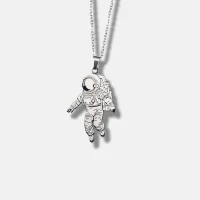 Astronaut Pendant | Silver & 18k Gold-Plated | Custom Engraved Inspirational Quote