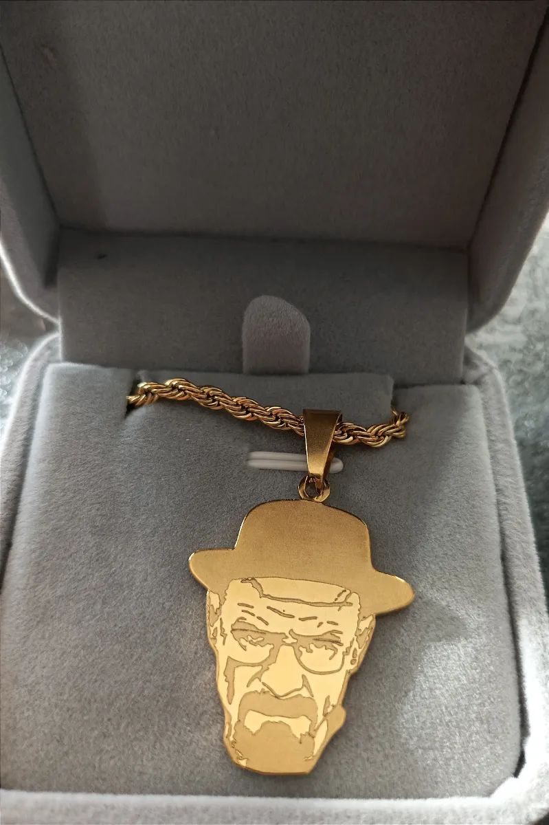 Breaking Bad Heisenberg Pendant | 18k Gold & Silver-Plated | "I Am The Danger" Engraved Gift - Image 3