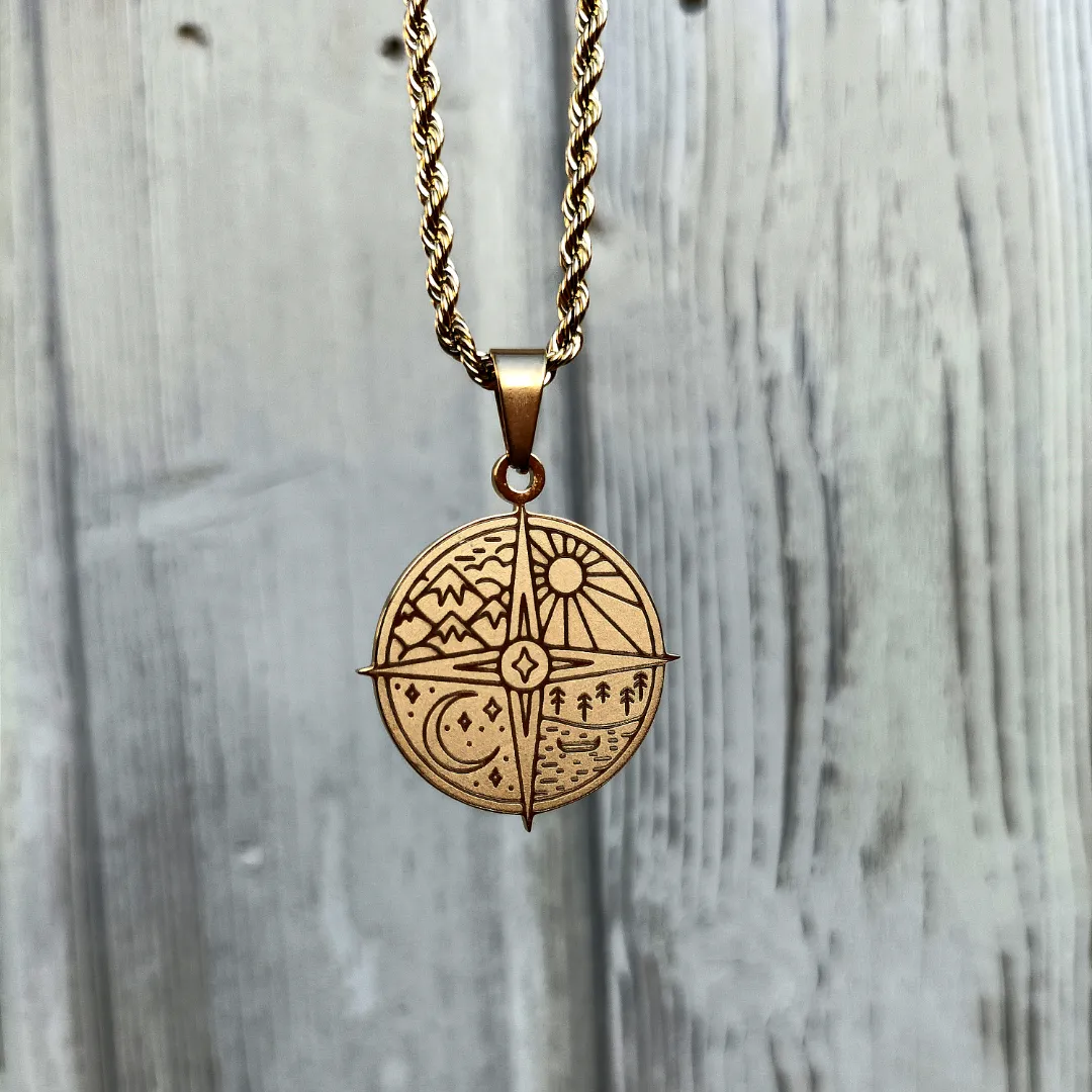 Compass Art Design Pendant | 18k Gold & Silver-Plated | "Live Life by a Compass, Not a Clock" - Image 5