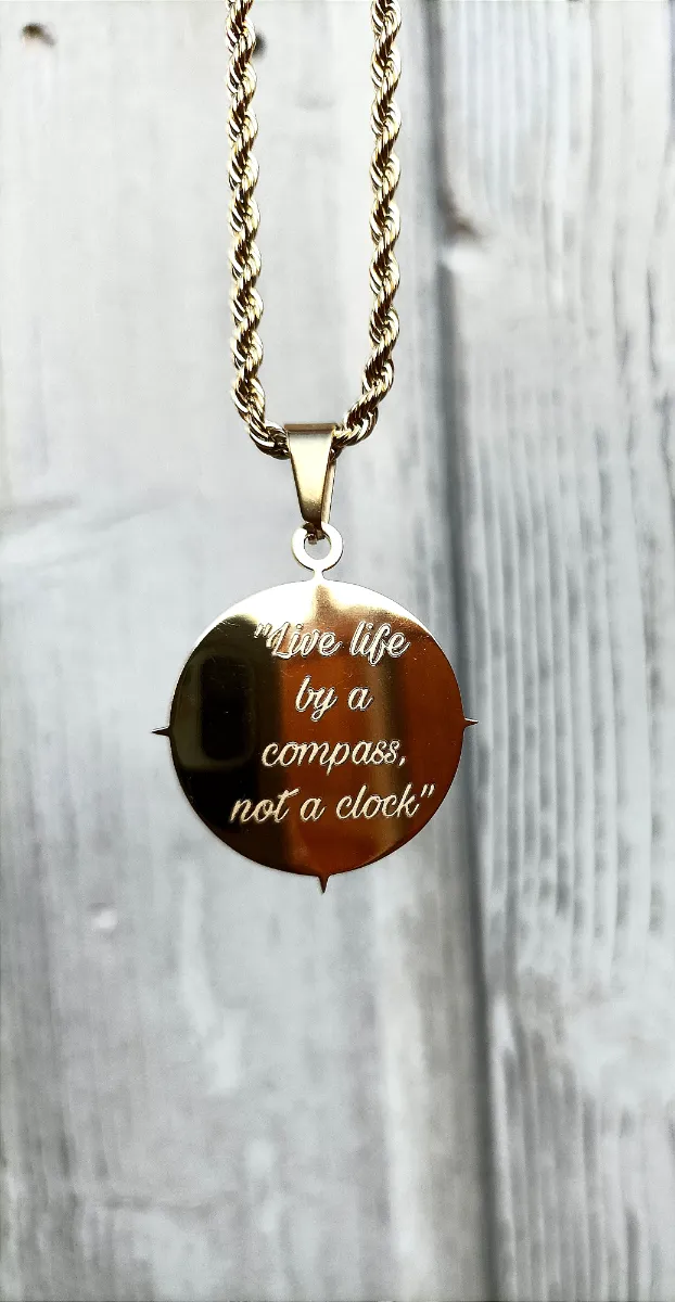 Compass Art Design Pendant | 18k Gold & Silver-Plated | "Live Life by a Compass, Not a Clock" - Image 4