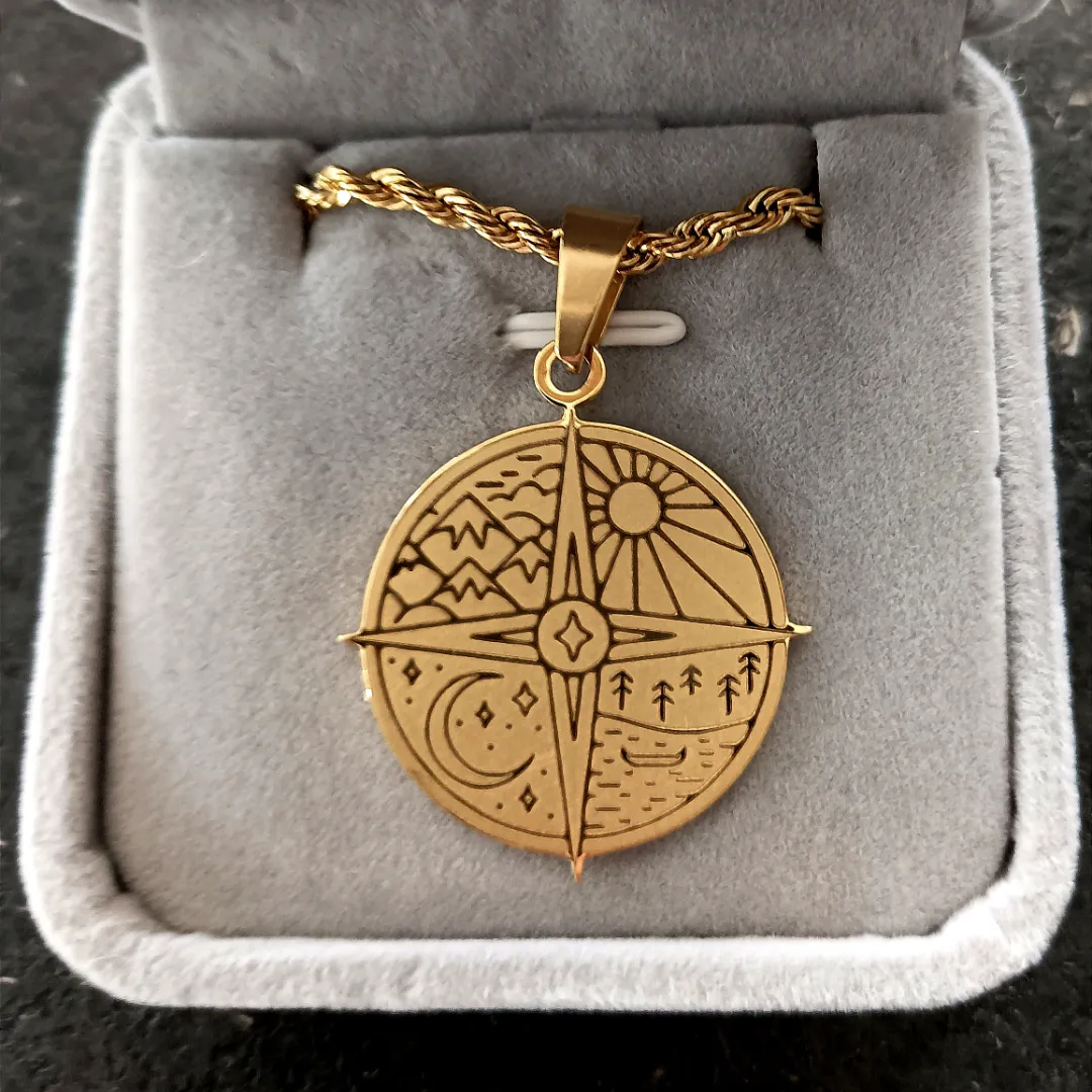 Compass Art Design Pendant | 18k Gold & Silver-Plated | "Live Life by a Compass, Not a Clock" - Image 7