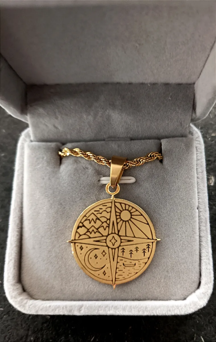 Compass Art Design Pendant | 18k Gold & Silver-Plated | "Live Life by a Compass, Not a Clock" - Image 3